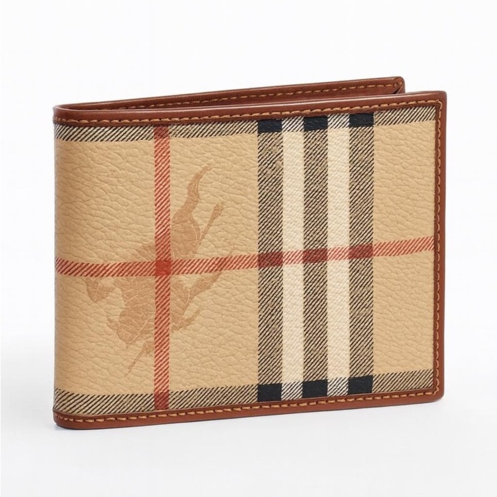 Burberry Plaid Canvas Bifold Wallet | Haymarket Vintage Waxed Check Pattern